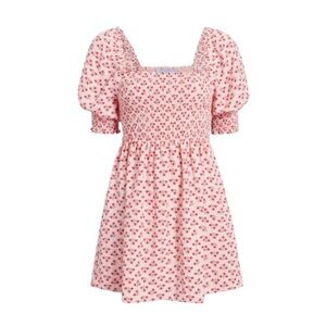 Hill House Home Athena Nap Dress Pink Spaced Floral Poly Crepe